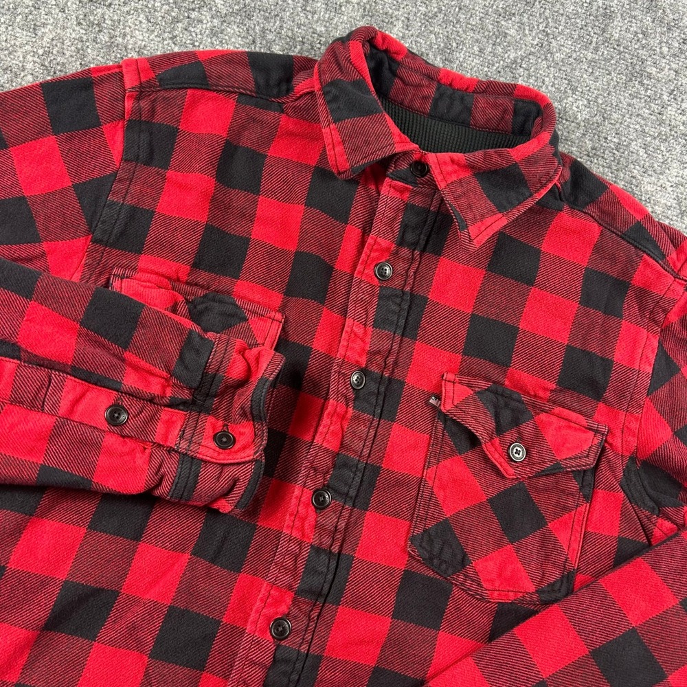 Polo Jeans Co Flannel Shirt Mens‎ Medium Red Black Buffalo Plaid Cotton Thermal